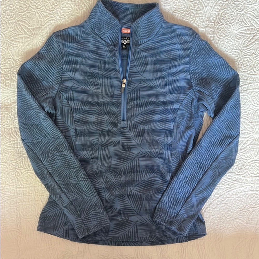 Blue Patterned Quarter-Zip Pullover